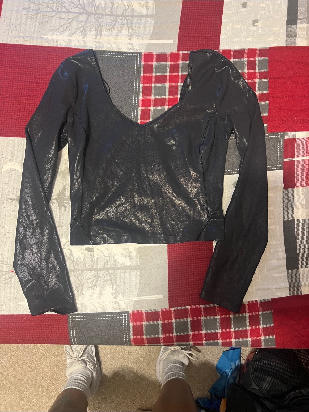 lululemon athletica Shimmery V-Neck Long Sleeve Top - Black